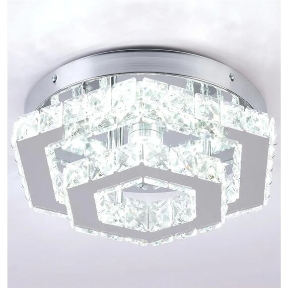 Modern Crystal Ceiling Light Semi Flush Mount Chandelier 11"x11" by CXGLEAMING - Picture 4 of 8